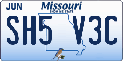 MO license plate SH5V3C