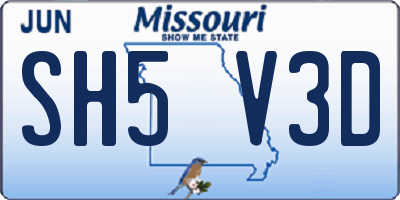MO license plate SH5V3D