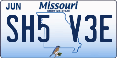 MO license plate SH5V3E
