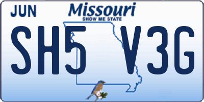 MO license plate SH5V3G