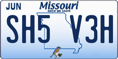 MO license plate SH5V3H