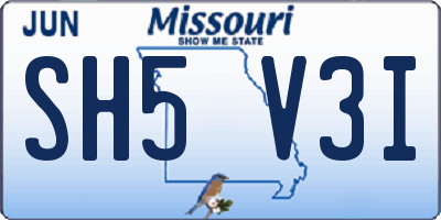 MO license plate SH5V3I