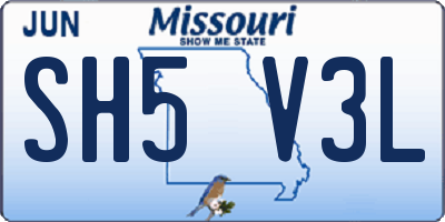 MO license plate SH5V3L