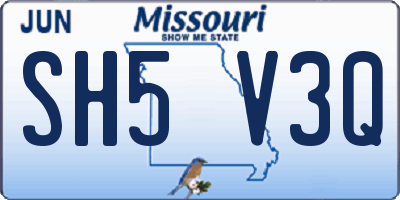MO license plate SH5V3Q