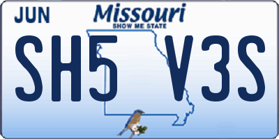 MO license plate SH5V3S