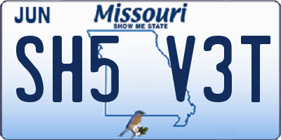 MO license plate SH5V3T