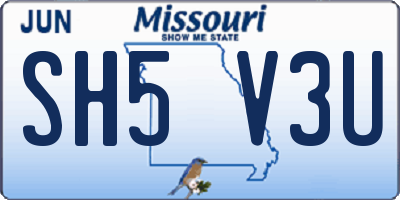 MO license plate SH5V3U