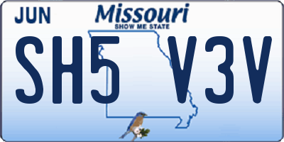 MO license plate SH5V3V