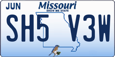 MO license plate SH5V3W