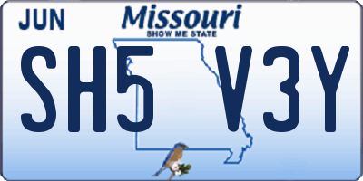 MO license plate SH5V3Y
