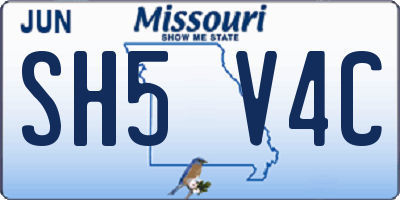 MO license plate SH5V4C