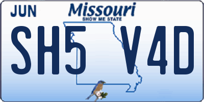 MO license plate SH5V4D