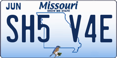 MO license plate SH5V4E