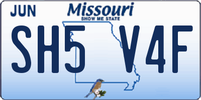 MO license plate SH5V4F