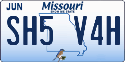 MO license plate SH5V4H