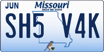 MO license plate SH5V4K