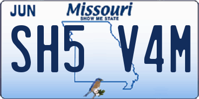 MO license plate SH5V4M