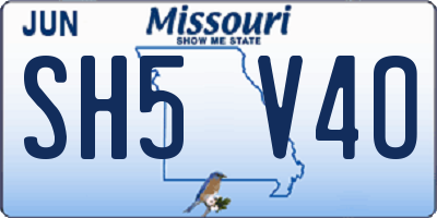 MO license plate SH5V4O
