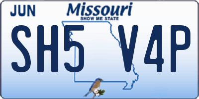 MO license plate SH5V4P