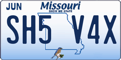 MO license plate SH5V4X