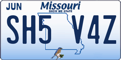 MO license plate SH5V4Z