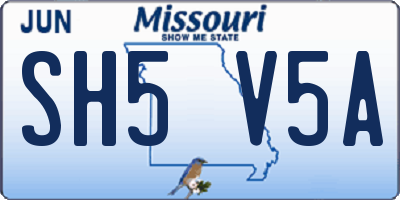 MO license plate SH5V5A
