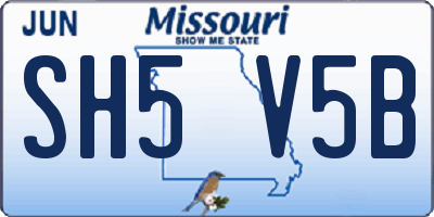 MO license plate SH5V5B
