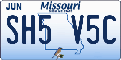 MO license plate SH5V5C