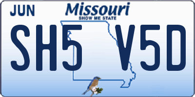 MO license plate SH5V5D