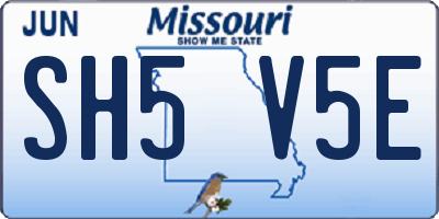 MO license plate SH5V5E