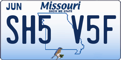 MO license plate SH5V5F