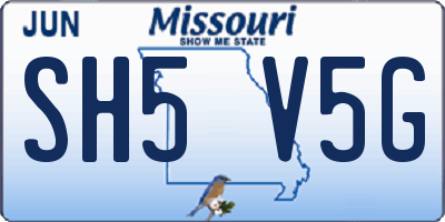 MO license plate SH5V5G
