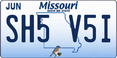 MO license plate SH5V5I