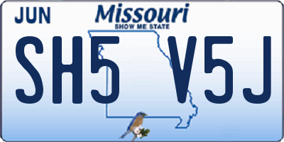 MO license plate SH5V5J