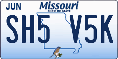 MO license plate SH5V5K