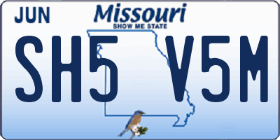 MO license plate SH5V5M