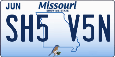 MO license plate SH5V5N
