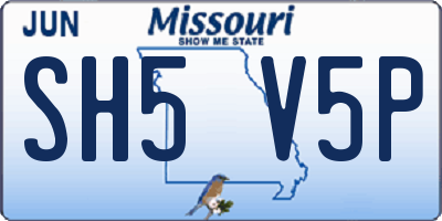 MO license plate SH5V5P