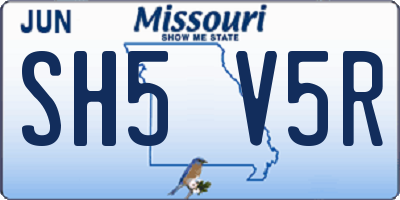 MO license plate SH5V5R