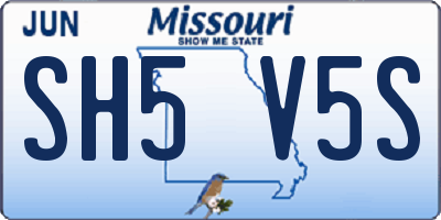 MO license plate SH5V5S