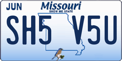 MO license plate SH5V5U
