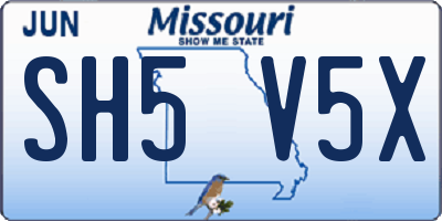 MO license plate SH5V5X