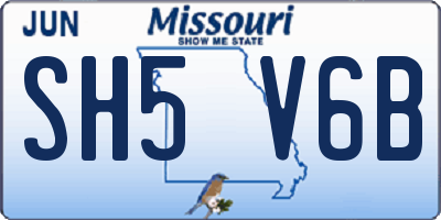 MO license plate SH5V6B