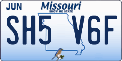 MO license plate SH5V6F