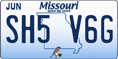 MO license plate SH5V6G