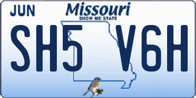MO license plate SH5V6H