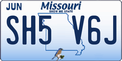 MO license plate SH5V6J