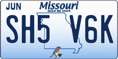 MO license plate SH5V6K