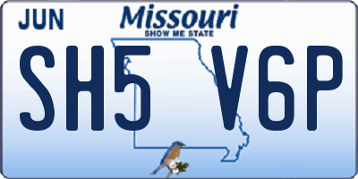 MO license plate SH5V6P