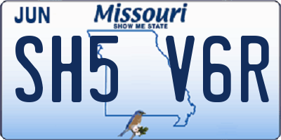 MO license plate SH5V6R